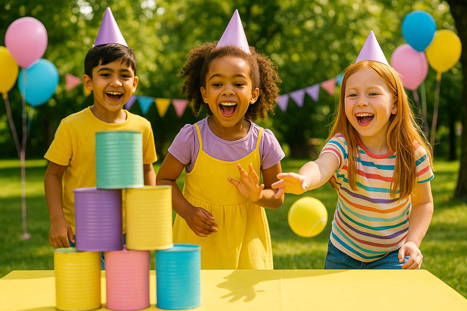 Kids playing a group game at a birthday party