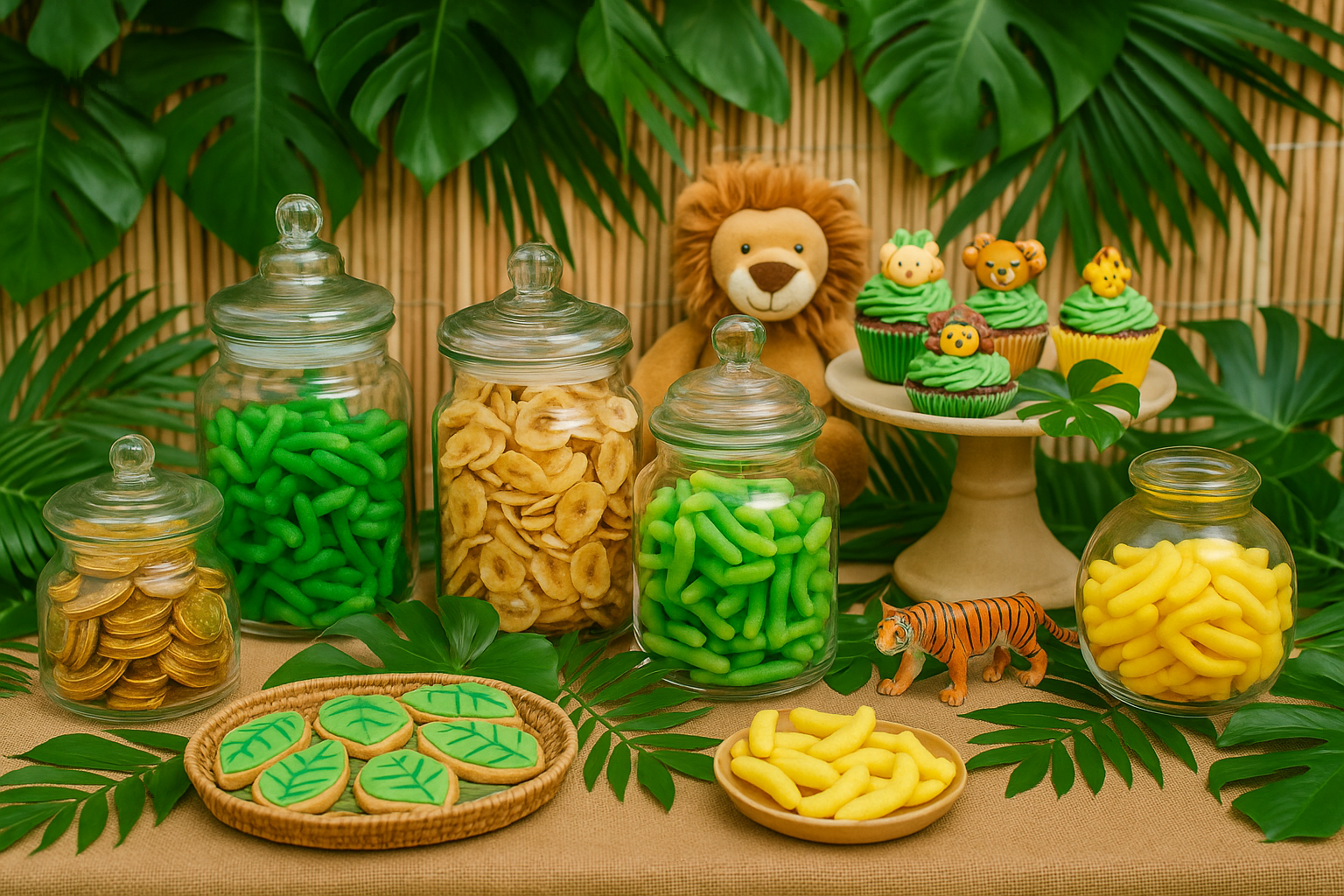Jungle candy bar with tropical sweets
