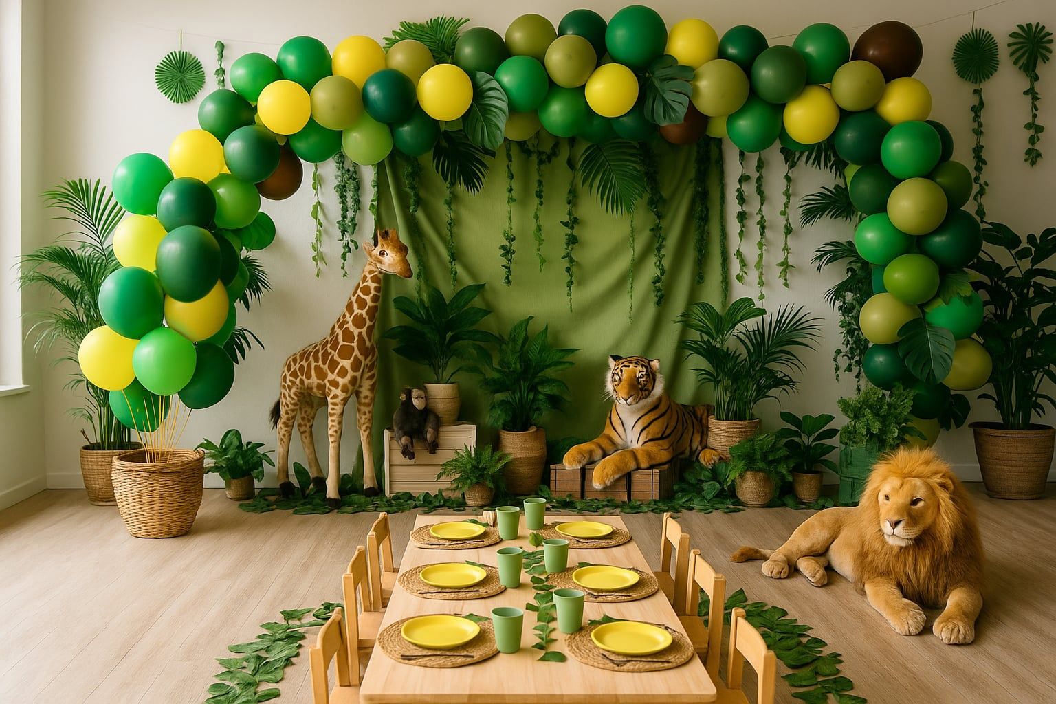 Outdoor space with trees for a jungle party
