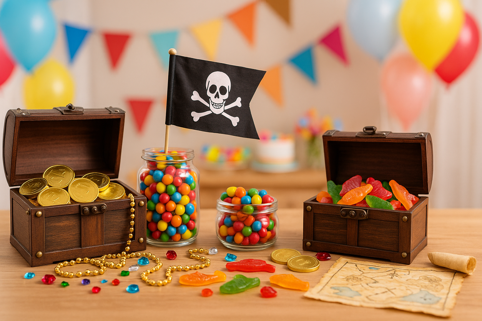 Candy table with pirate treasure props