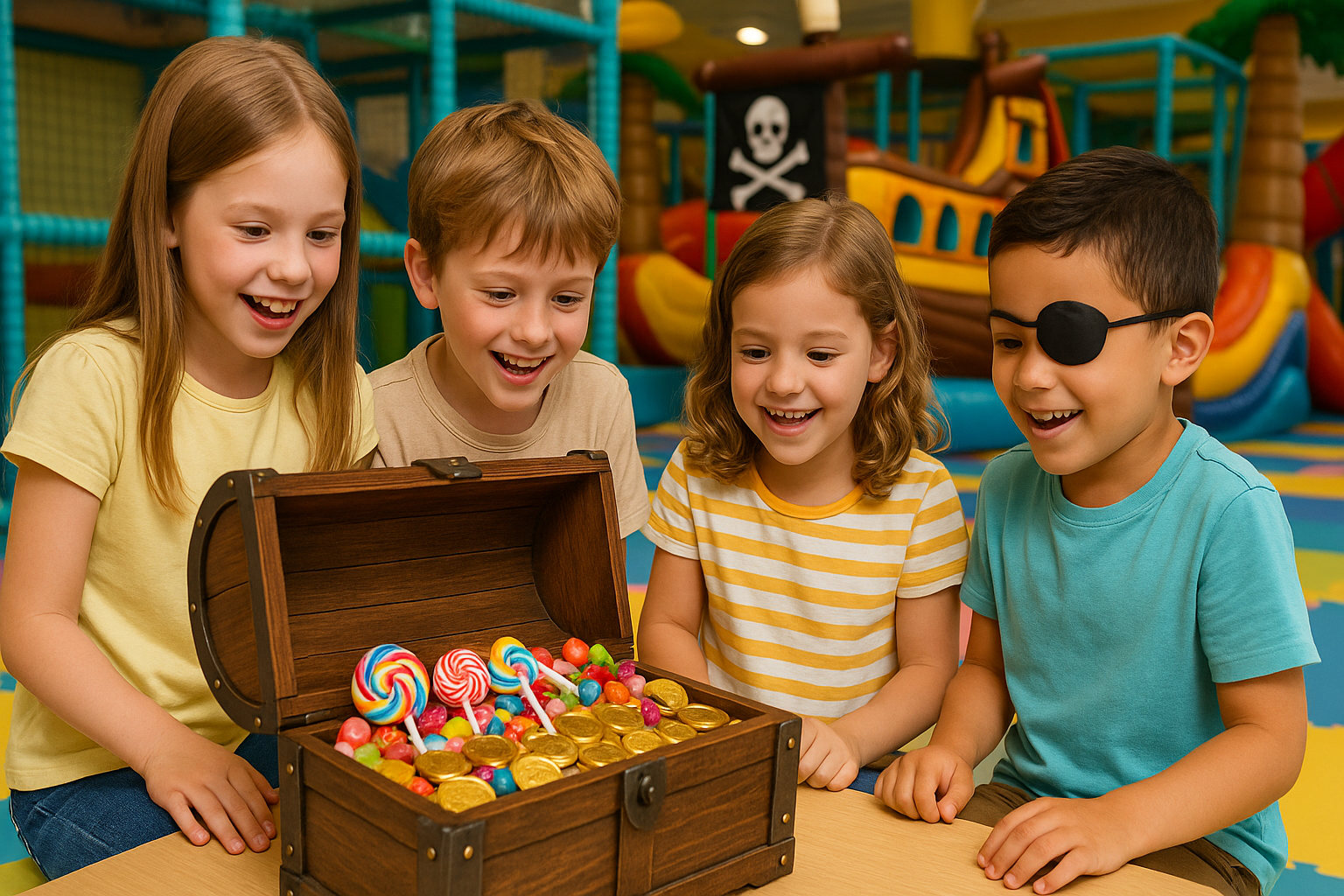 Indoor playground for pirate treasure hunt