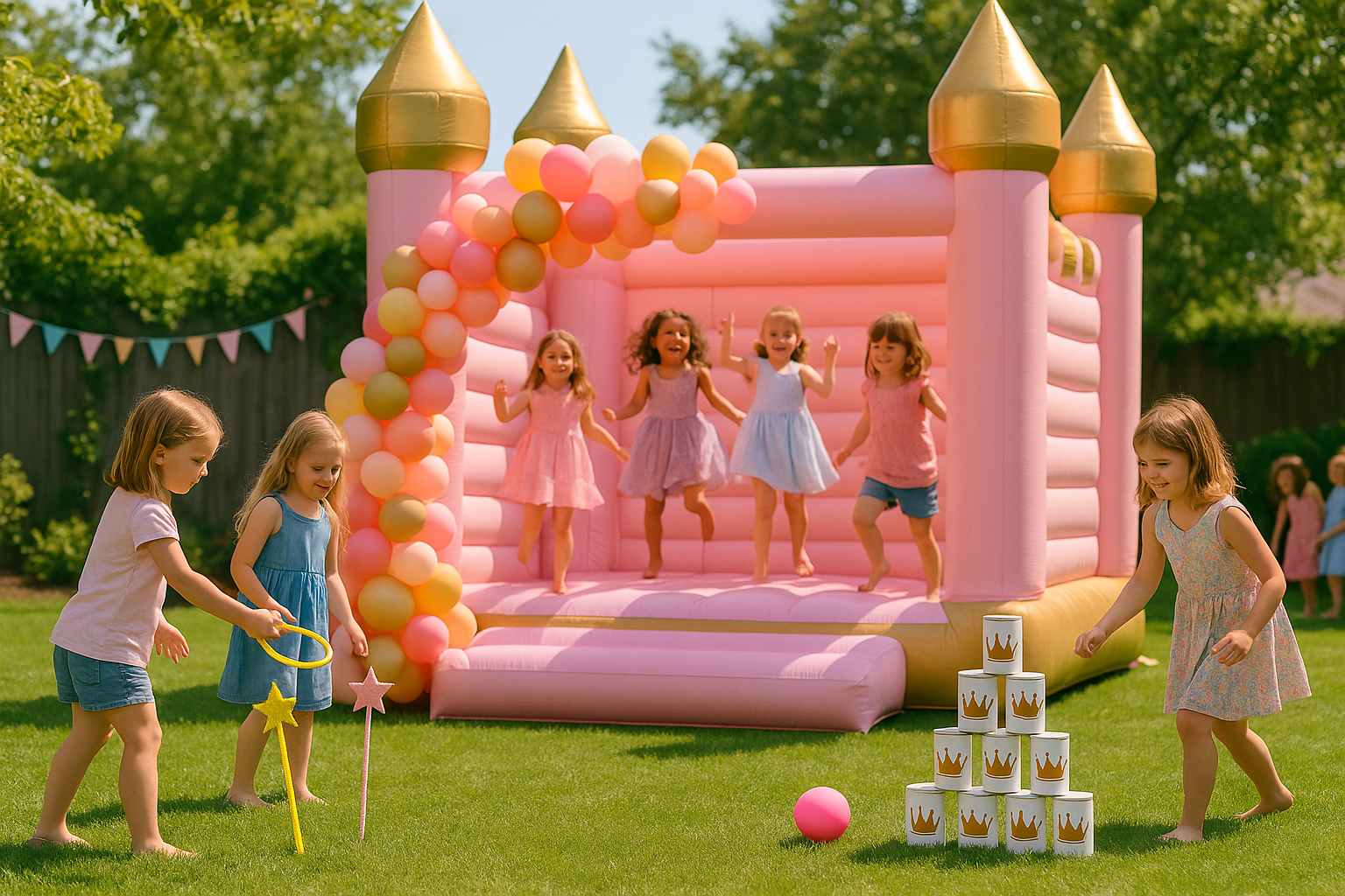 Bounce house in castle design