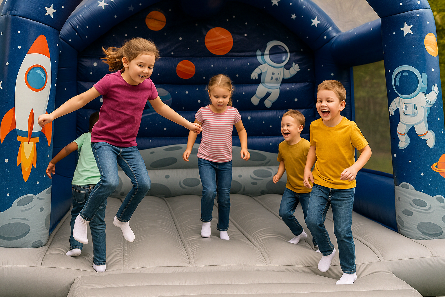Space-themed bounce castle
