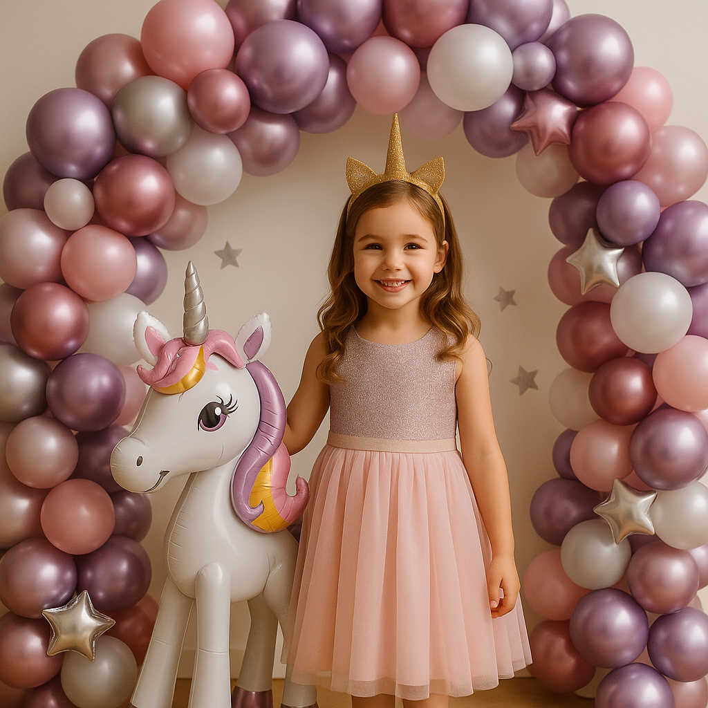 Colorful balloon arch decoration for a children's birthday