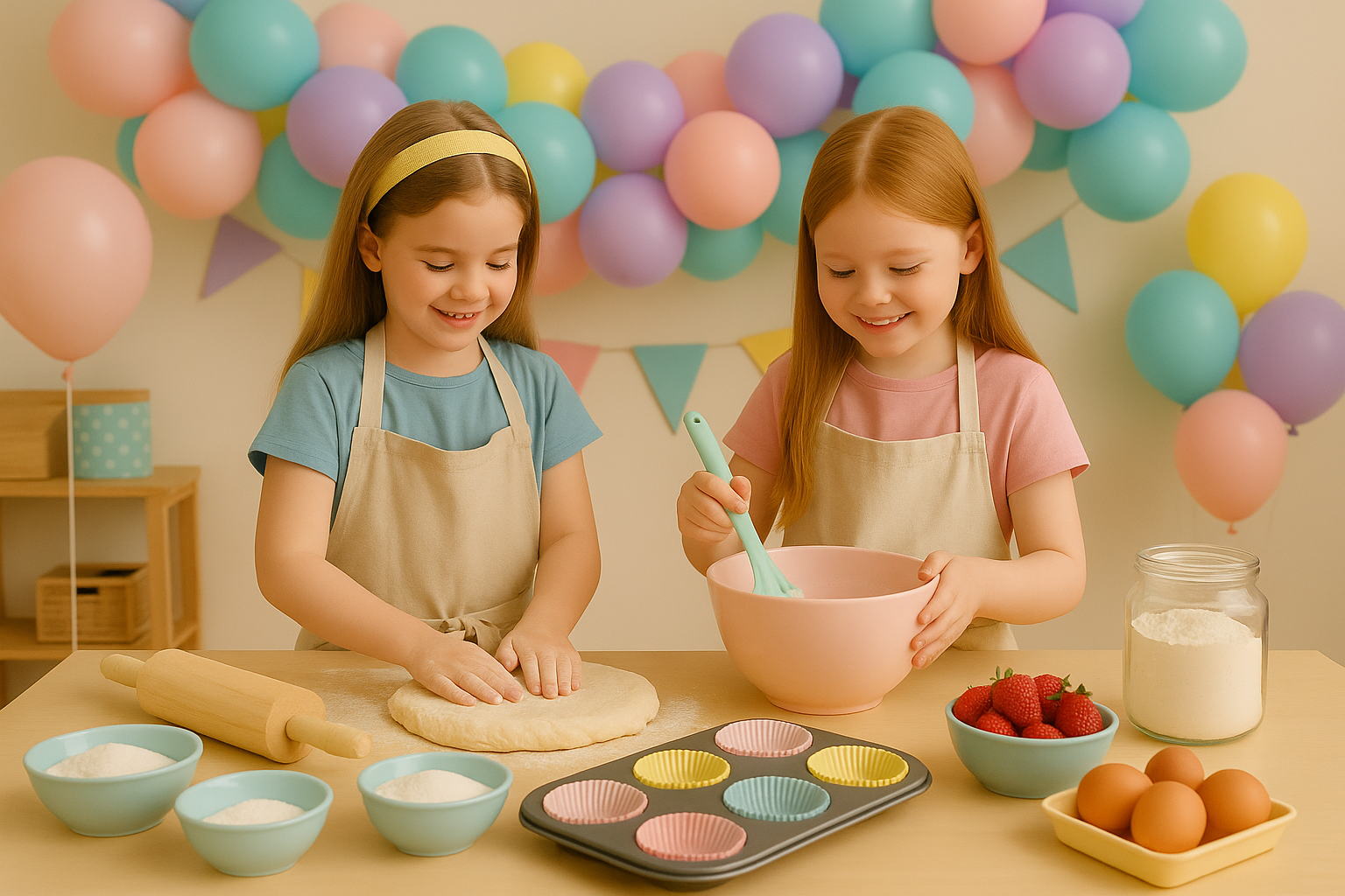 Children decorating cupcakes during a cooking and baking workshop