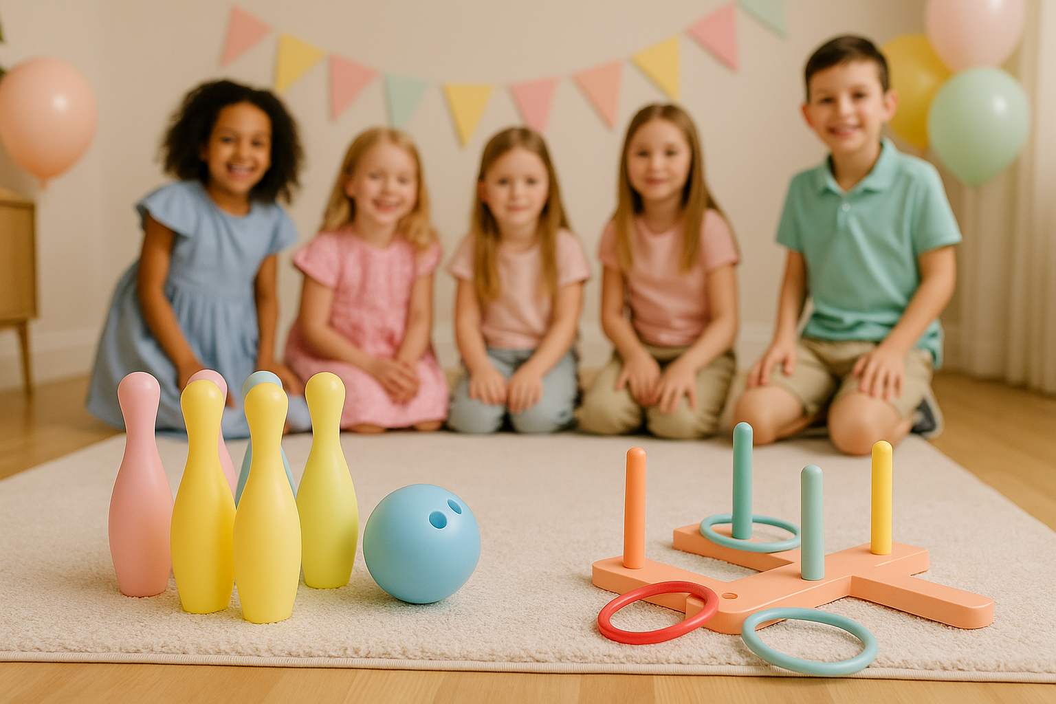 Kids playing fun indoor games at a birthday party