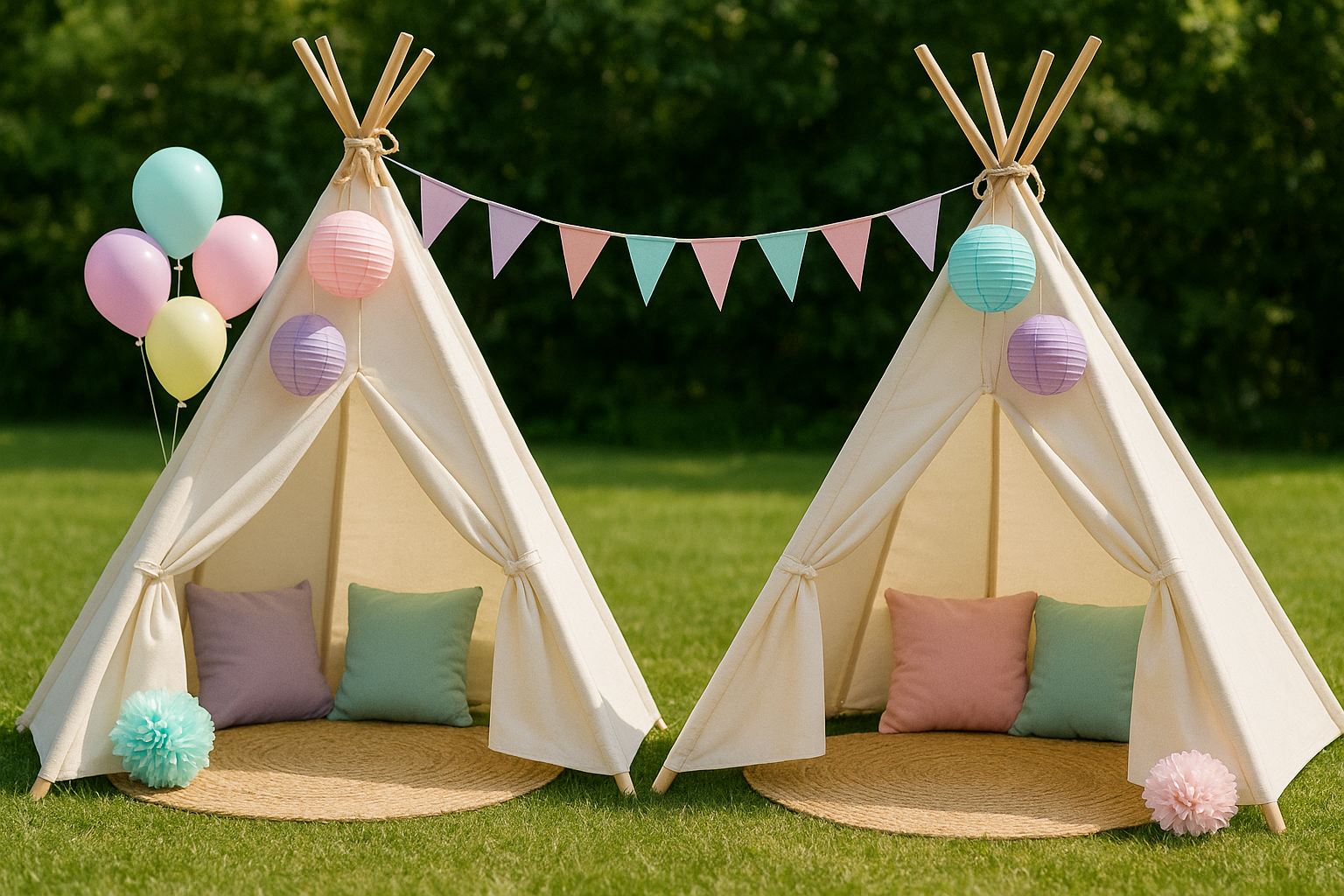 Outdoor kids’ birthday party tent and canopy setup