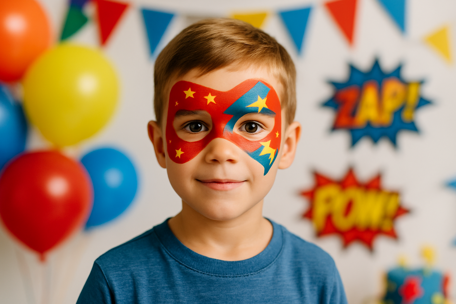 Kids with superhero mask face paint